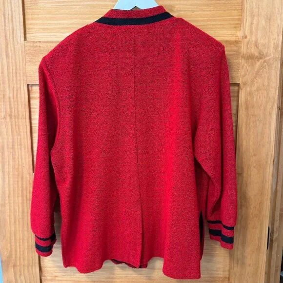 Vtg Amy Jess Terry Cloth Vibrant Red Black 3 Piece Suit Set Women's size S - Picture 4 of 8